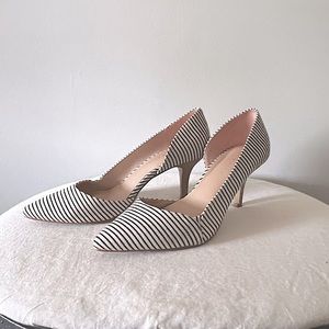 Striped Off White and Black Heels